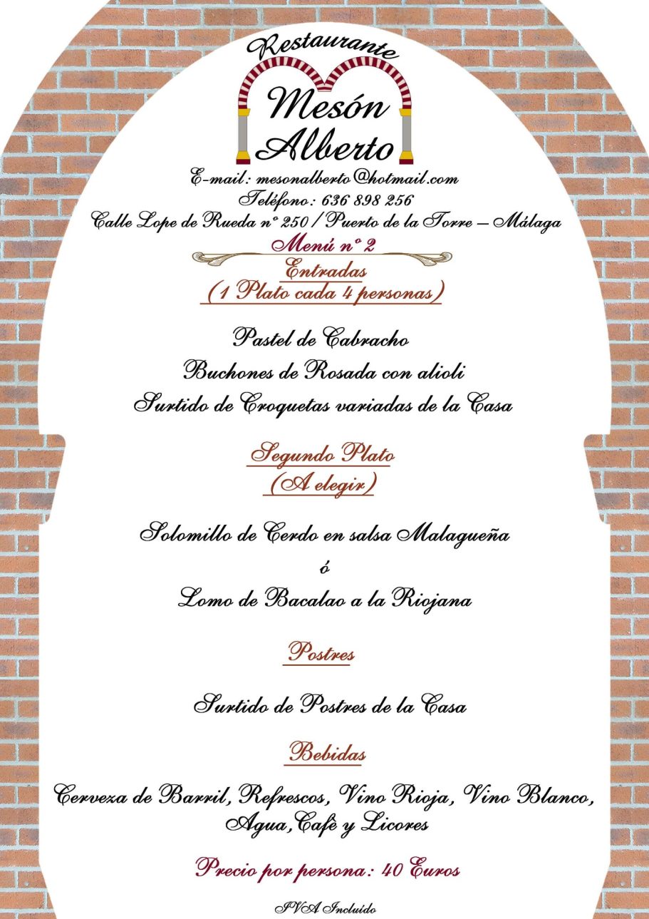 MENÚ Nº 2-40€