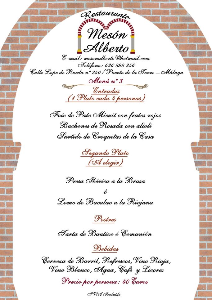 MENÚ Nº 3 BAUTIZO-40€